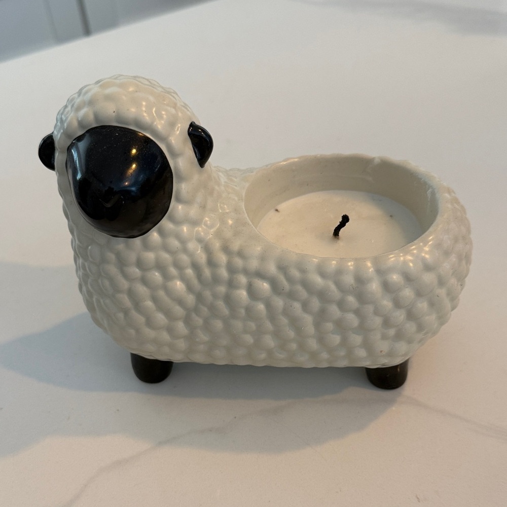 Charming Sheep Tealight Holder - White and Black